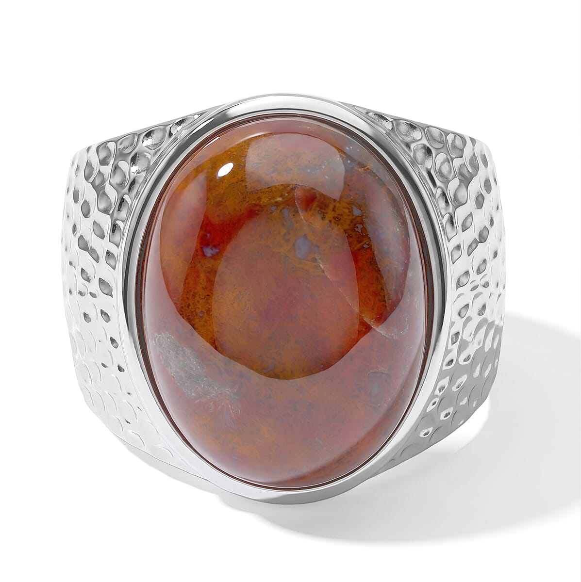 EverTrue Aqua Nueva Moss 15.40 ctw Ring in Stainless Steel (Size 10.0)