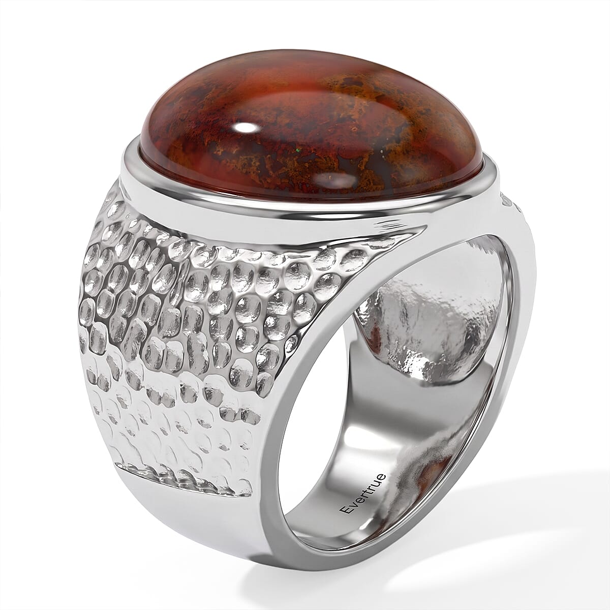 EverTrue Aqua Nueva Moss 15.40 ctw Ring in Stainless Steel (Size 10.0)