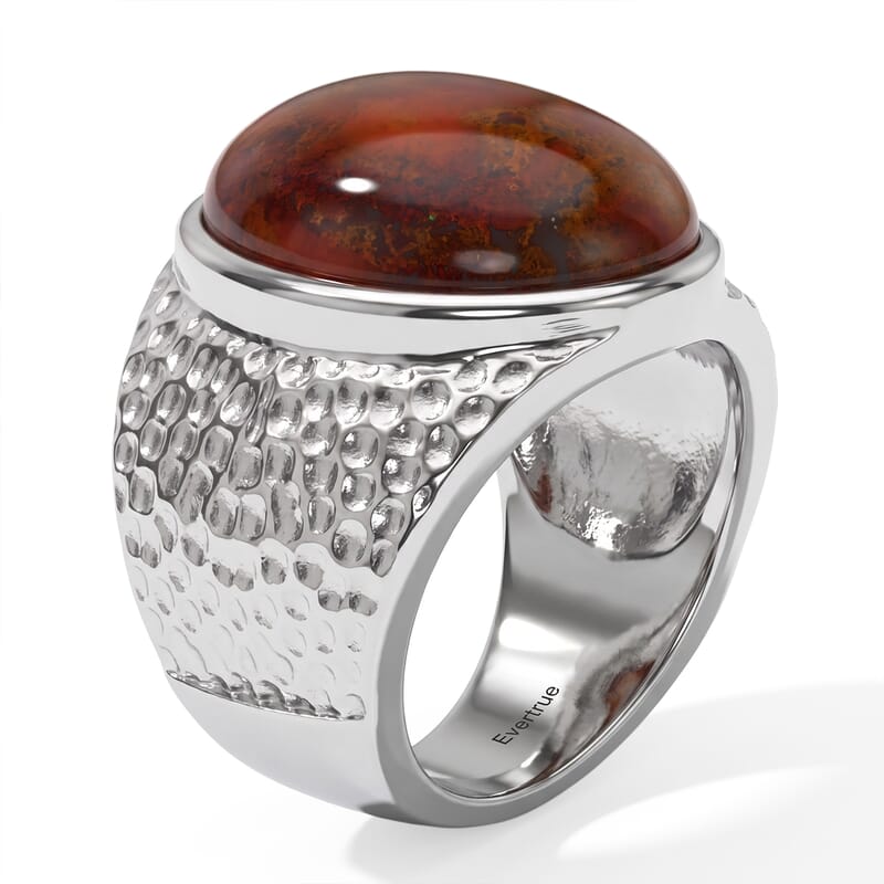 EverTrue Aqua Nueva Moss 15.40 ctw Ring in Stainless Steel (Size 10.0)