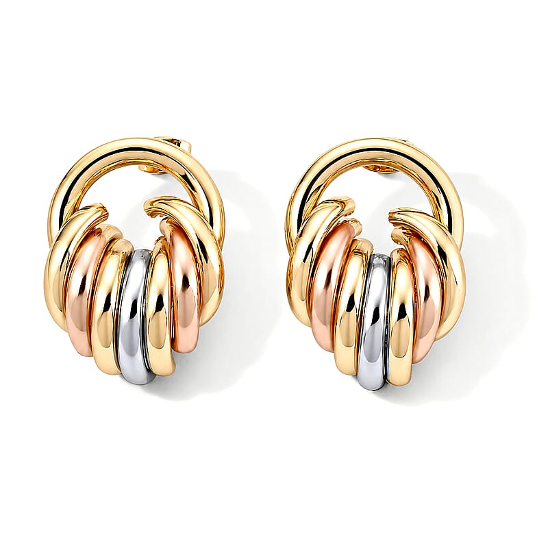Enameled Multi Row Hoop Earrings in Goldtone