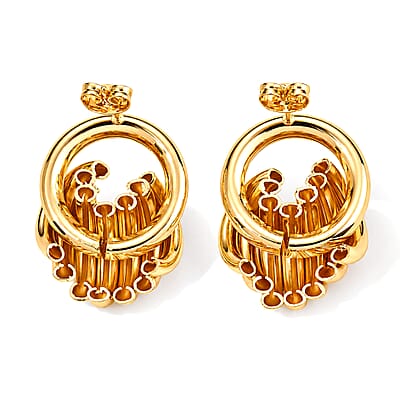 Enameled Multi Row Hoop Earrings in Goldtone