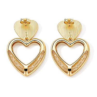 Enameled Heart Hoop Earrings in Goldtone