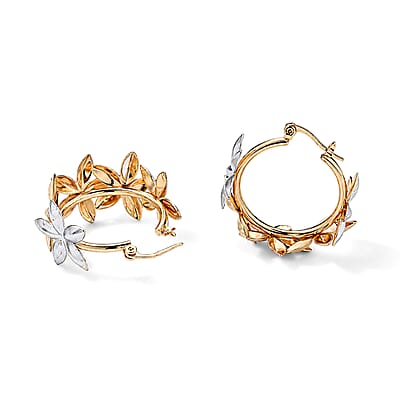Enameled Twisted Hoop Earrings in Goldtone