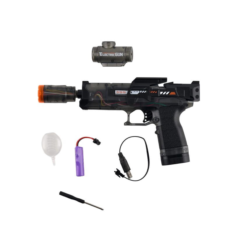 Black Electric Light & Sound Blaster Gun Toy (500 mAh Li-on Battery)