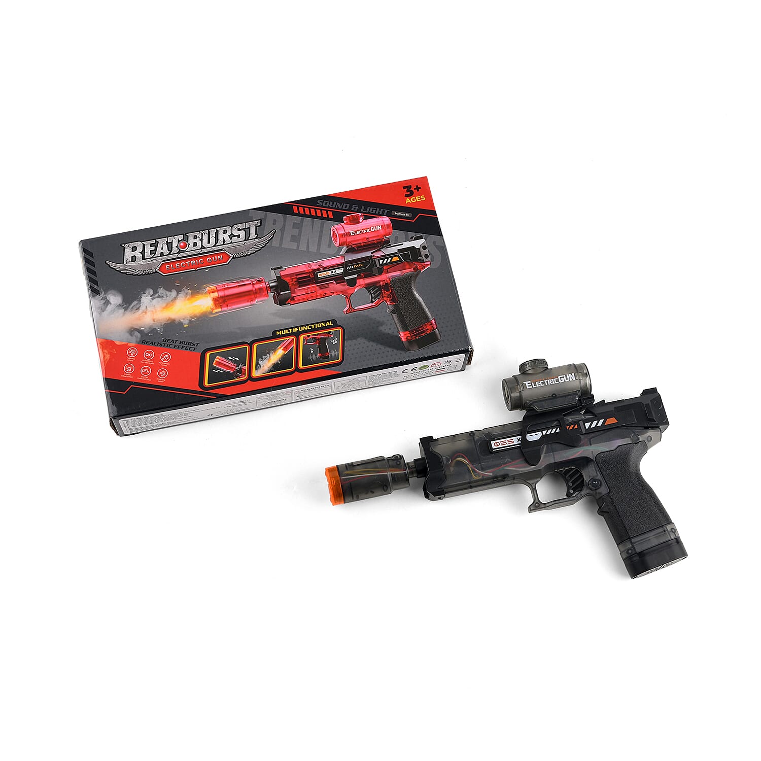 Black Electric Light & Sound Blaster Gun Toy (500 mAh Li-on Battery)