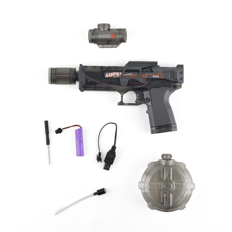 Black Electric Fire Water Gun with Light (Included 3.7V 500mAh Li-on Battery)