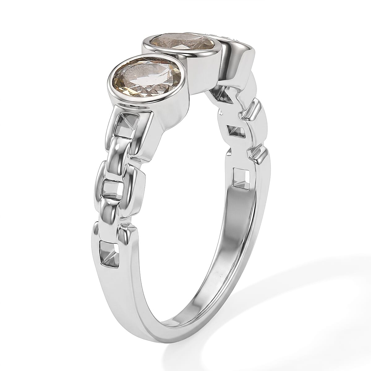 EverTrue Marialite 0.90 ctw 3 Stone Ring in Stainless Steel (Size 10.0)