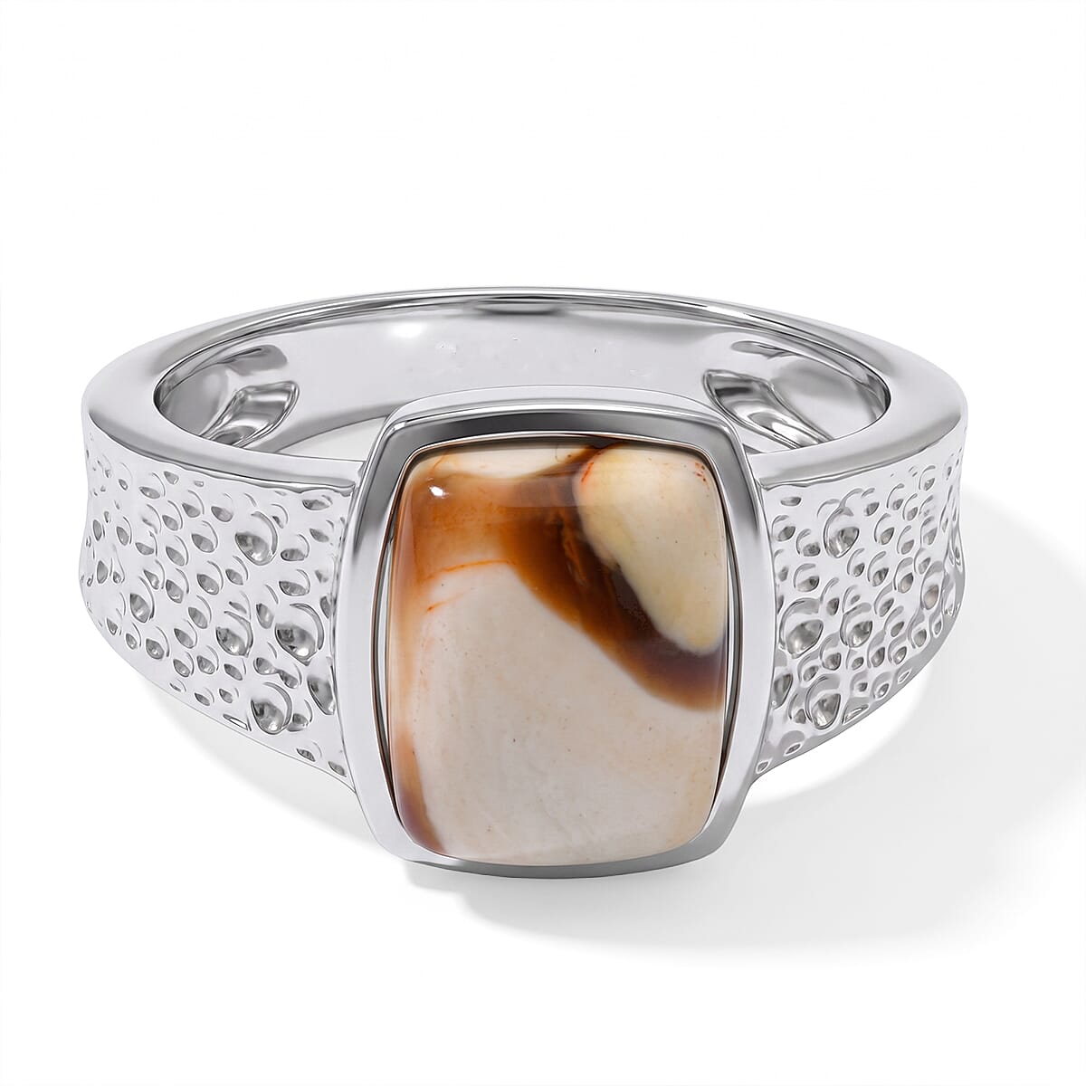 EverTrue Peanut Wood Jasper 3.50 ctw Solitaire Ring in Stainless Steel (Size 8.0)