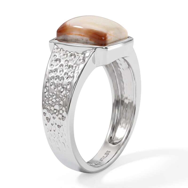 EverTrue Peanut Wood Jasper 3.50 ctw Solitaire Ring in Stainless Steel (Size 8.0)
