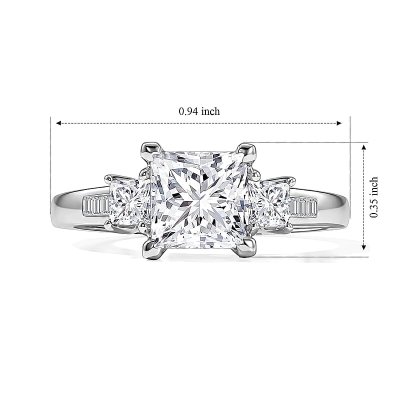 IGI Certified Luxuriant Lab Grown Diamond E-F VS 2.50 ctw Eternal Trinity Ring in 950 Platinum (Size  5.0)  5.55 Grams