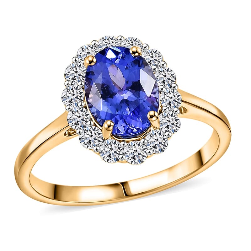 Premium Tanzanite and Luxuriant Lab Grown Diamond G-H SI 2.35 ctw Ring in 10K Yellow Gold (Size  13.0)