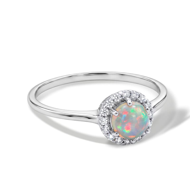 Opalite and Simulated Diamond 0.58 ctw Ring in Sterling Silver (Size 7.0)