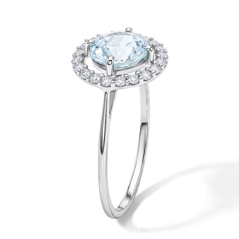 Blue Topaz and Simulated Diamond 1.41 ctw Ring in Sterling Silver (Size 7.0)