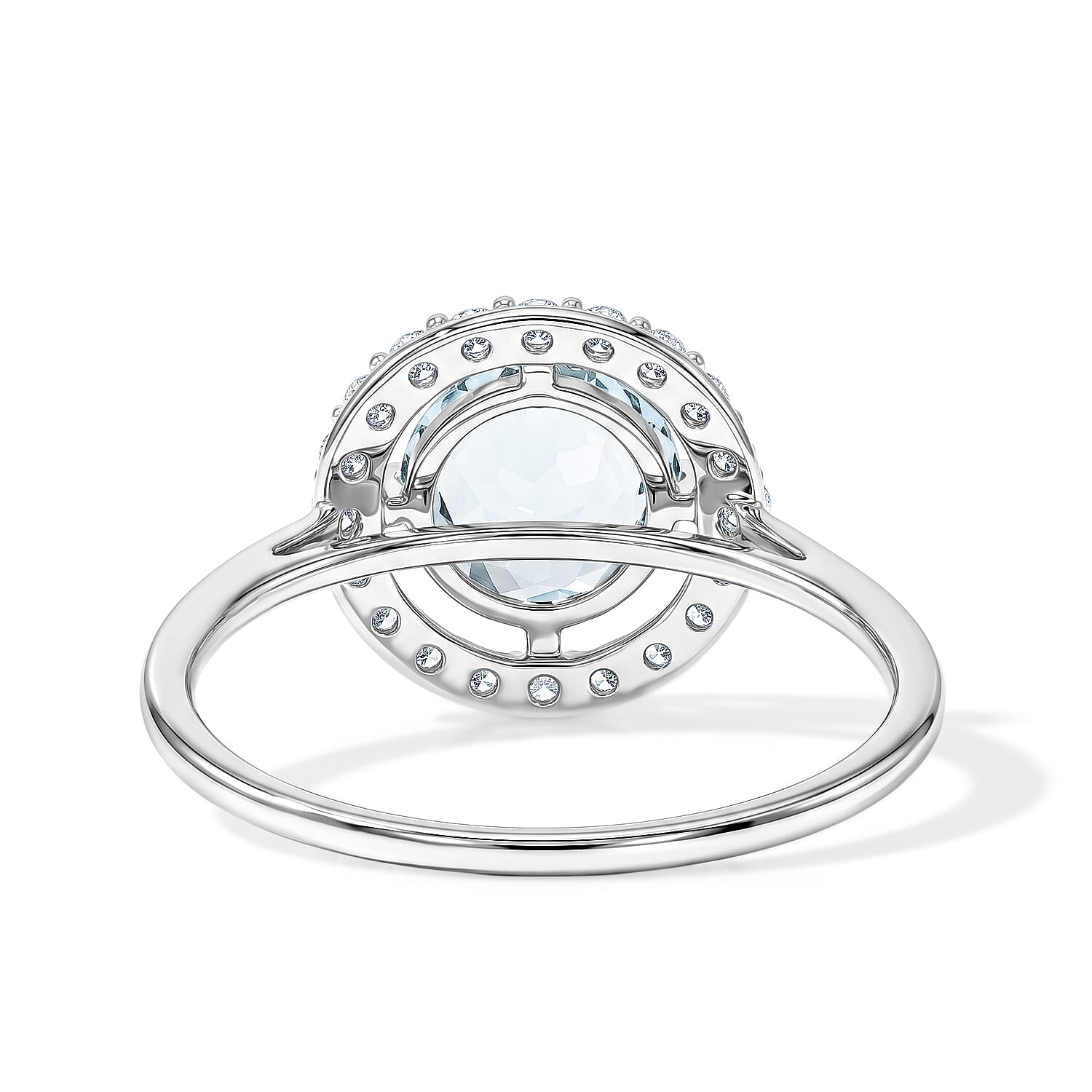 Blue Topaz and Simulated Diamond 1.41 ctw Ring in Sterling Silver (Size 7.0)