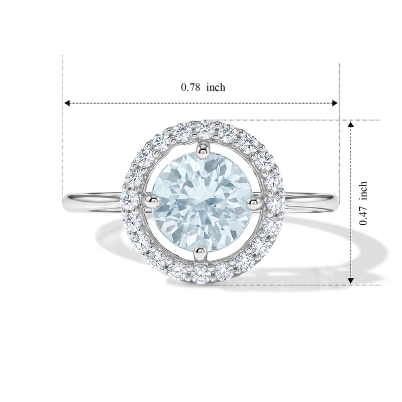 Blue Topaz and Simulated Diamond 1.41 ctw Ring in Sterling Silver (Size 7.0)