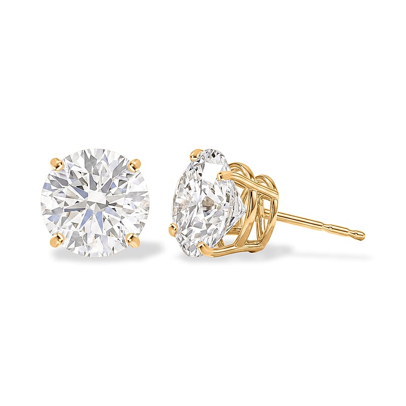 Luxuriant Lab Grown Diamond E-VS2 5.00 ctw Stud Earrings in 14K Yellow Gold
