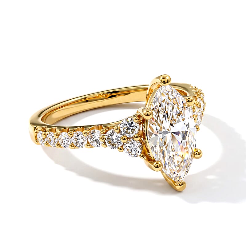 14K Yellow Gold Lab Grown Diamond (FG, VS) Marquise Fancy Ring (Size 7.0) 2.00 ctw