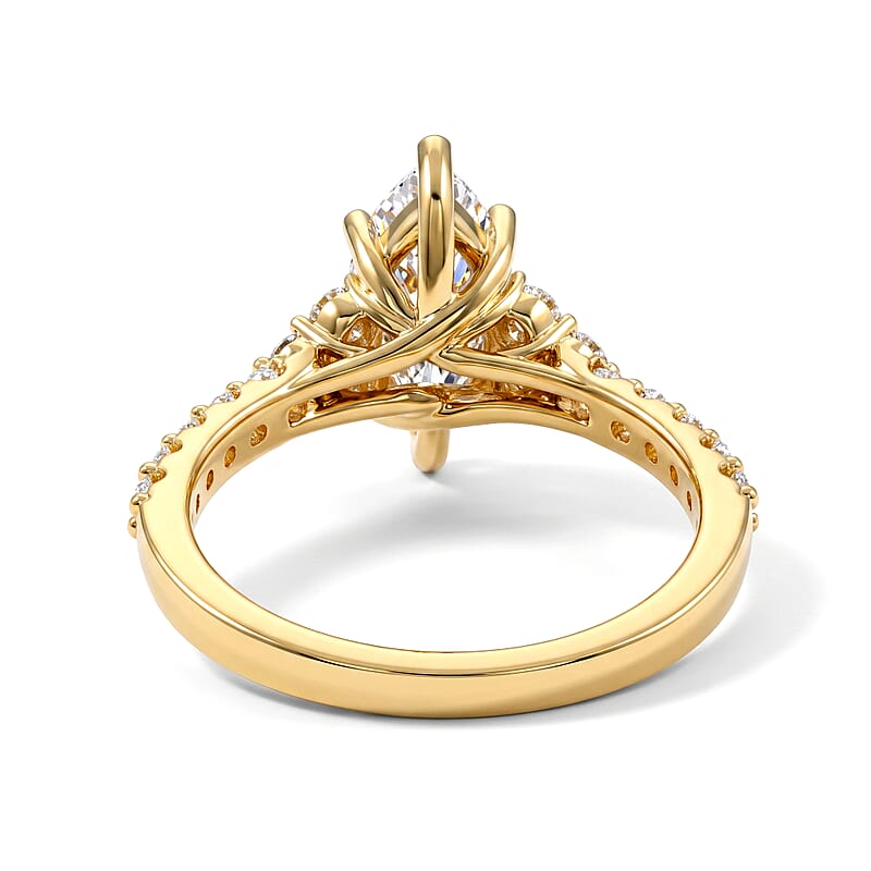 14K Yellow Gold Lab Grown Diamond (FG, VS) Marquise Fancy Ring (Size 7.0) 2.00 ctw