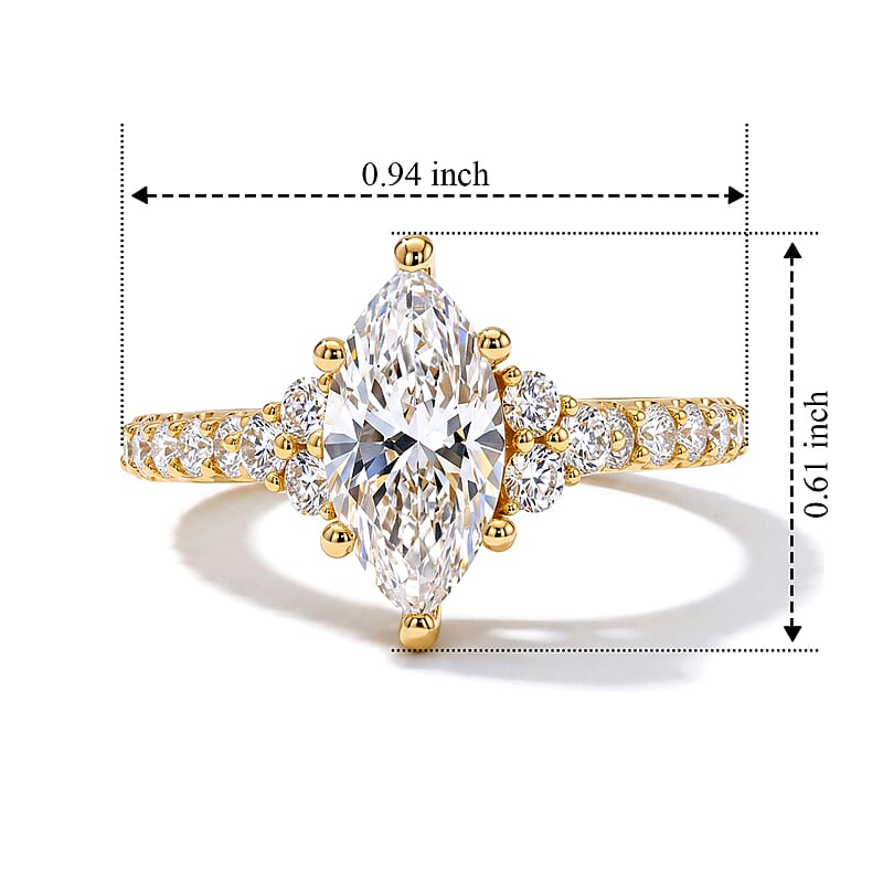 14K Yellow Gold Lab Grown Diamond (FG, VS) Marquise Fancy Ring (Size 7.0) 2.00 ctw