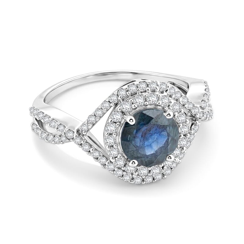 Blue Sapphire and Simulated Diamond 2.60 ctw Ring in Sterling Silver (Size 7.0)