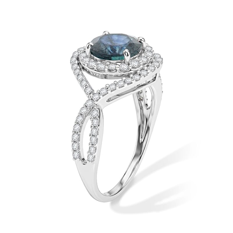 Blue Sapphire and Simulated Diamond 2.60 ctw Ring in Sterling Silver (Size 7.0)