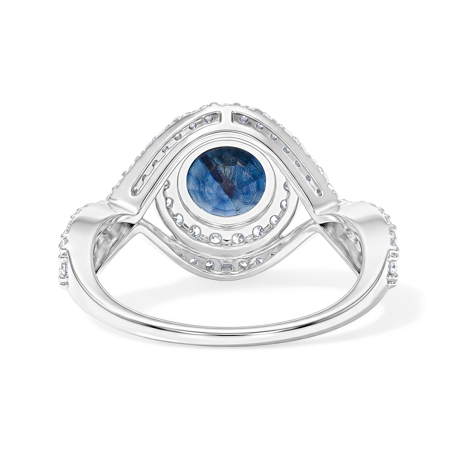 Blue Sapphire and Simulated Diamond 2.60 ctw Ring in Sterling Silver (Size 7.0)
