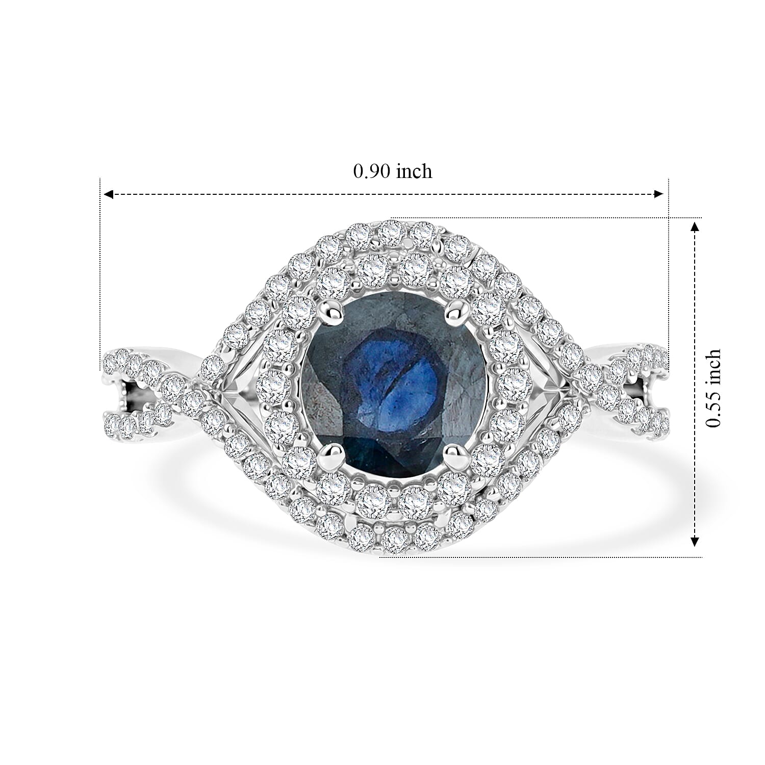 Blue Sapphire and Simulated Diamond 2.60 ctw Ring in Sterling Silver (Size 7.0)