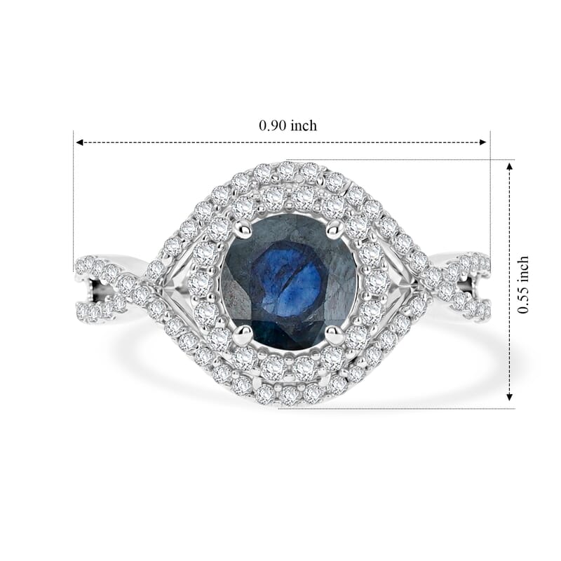 Blue Sapphire and Simulated Diamond 2.60 ctw Ring in Sterling Silver (Size 7.0)