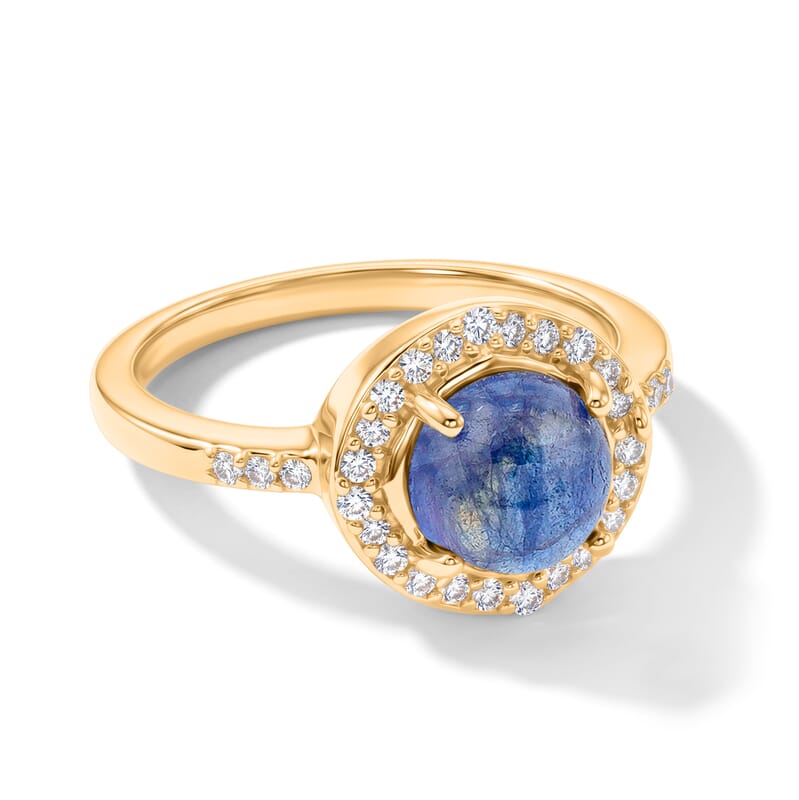 Glass and Simulated Diamond 0.23 ctw Ring in 14K Yellow Gold Over Sterling Silver (Size 6.5)
