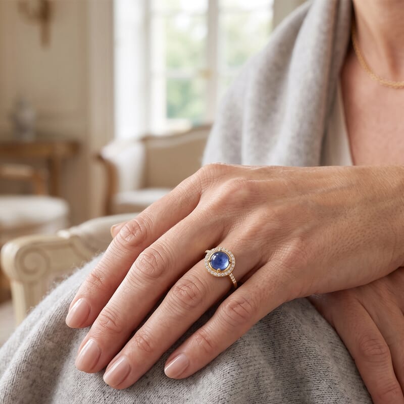 Glass and Simulated Diamond 0.23 ctw Ring in 14K Yellow Gold Over Sterling Silver (Size 6.5)
