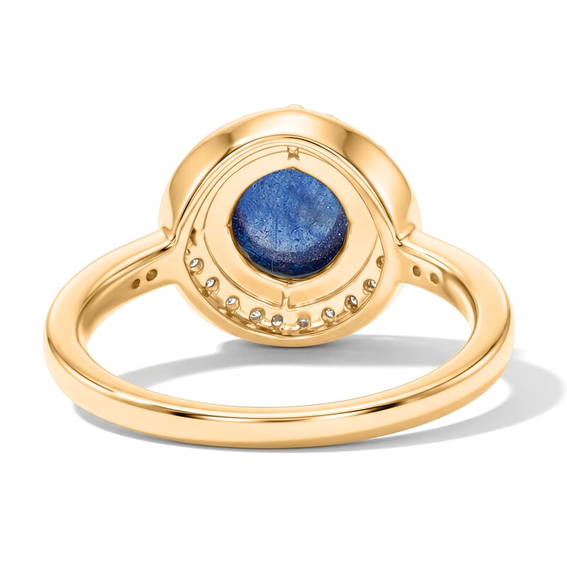Glass and Simulated Diamond 0.23 ctw Ring in 14K Yellow Gold Over Sterling Silver (Size 6.5)
