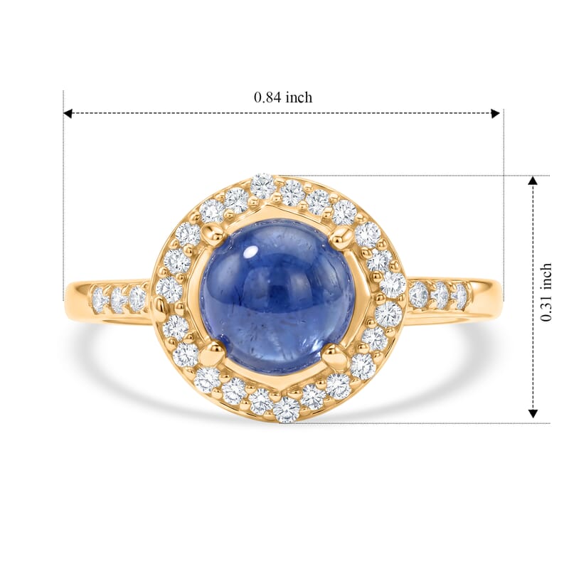 Glass and Simulated Diamond 0.23 ctw Ring in 14K Yellow Gold Over Sterling Silver (Size 6.5)
