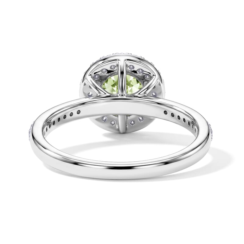 Hebei Peridot and Simulated Diamond 0.87 ctw Ring in Sterling Silver (Size 6.5)