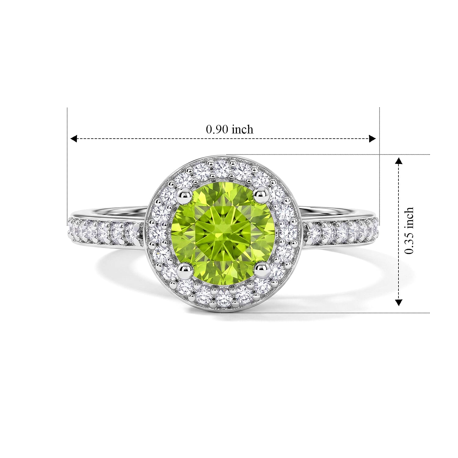 Hebei Peridot and Simulated Diamond 0.87 ctw Ring in Sterling Silver (Size 6.5)
