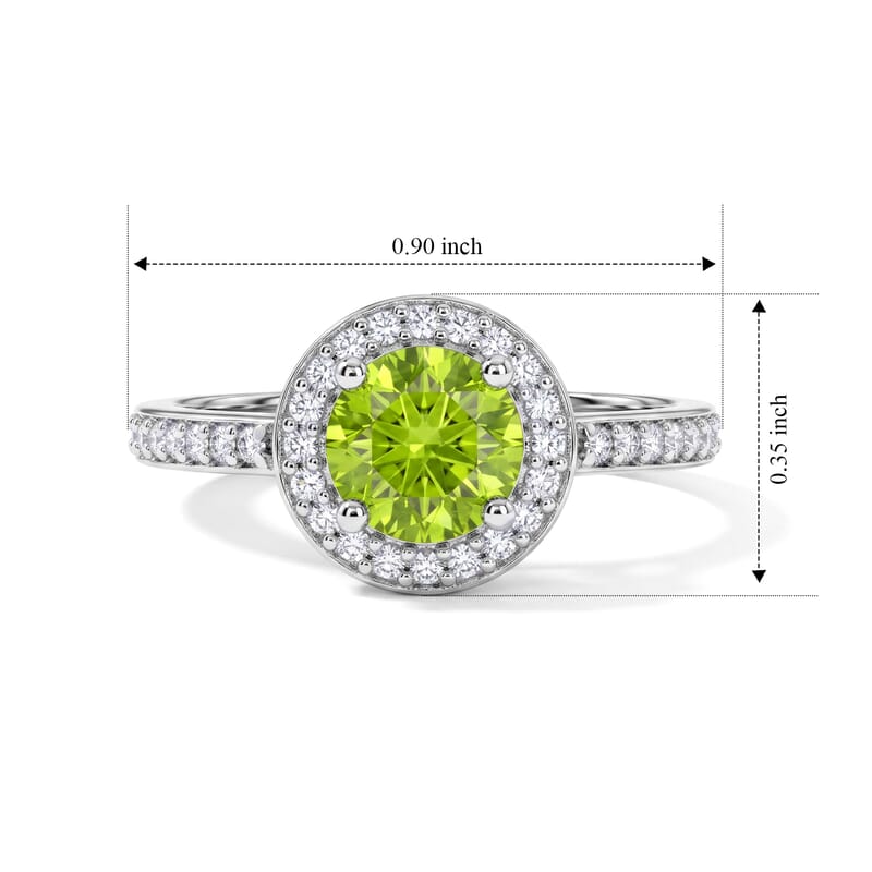 Hebei Peridot and Simulated Diamond 0.87 ctw Ring in Sterling Silver (Size 6.5)