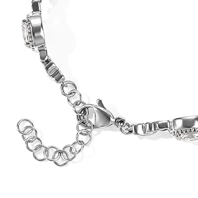 EverTrue Simulated Diamond Bracelet in Stainless Steel (6.50 In)