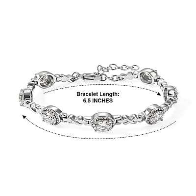 EverTrue Simulated Diamond Bracelet in Stainless Steel (6.50 In)