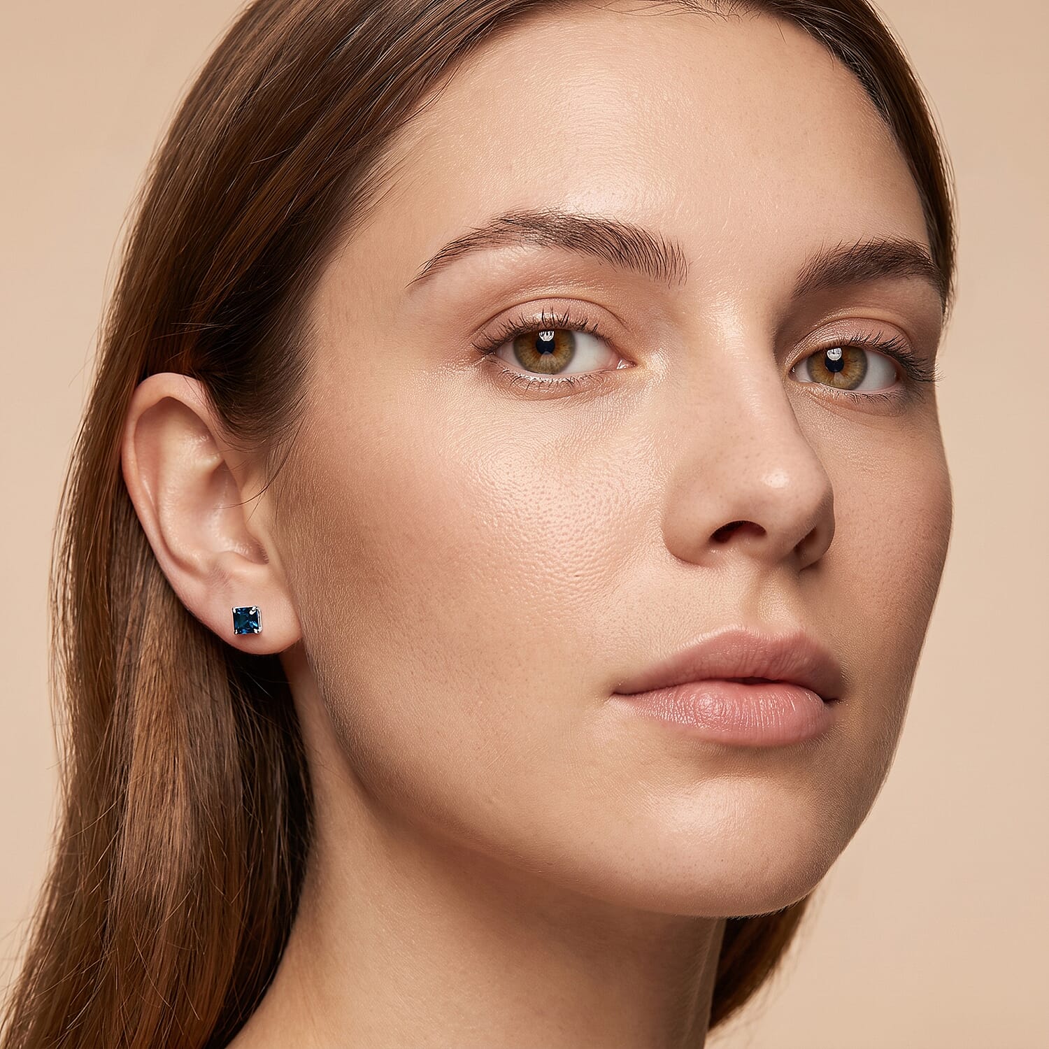 Luxuriant Asscher Cut Lab Grown Blue Diamond (VS) 2.00 ctw Imperial Blue Earrings in Rhodium Over Sterling Silver