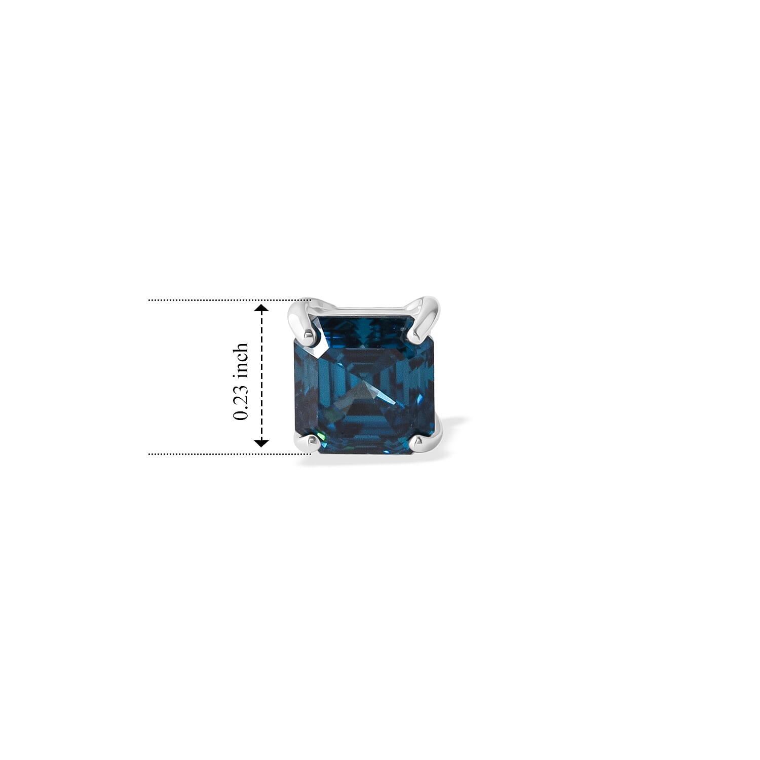 Luxuriant Asscher Cut Lab Grown Blue Diamond (VS) 2.00 ctw Imperial Blue Earrings in Rhodium Over Sterling Silver