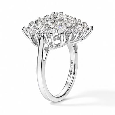 Luxuriant Lab Grown Diamond G-H SI 1.00 ctw Firecracker Ring in Rhodium Over Sterling Silver (Size 6.0)