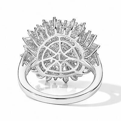 Luxuriant Lab Grown Diamond G-H SI 1.00 ctw Firecracker Ring in Rhodium Over Sterling Silver (Size 6.0)