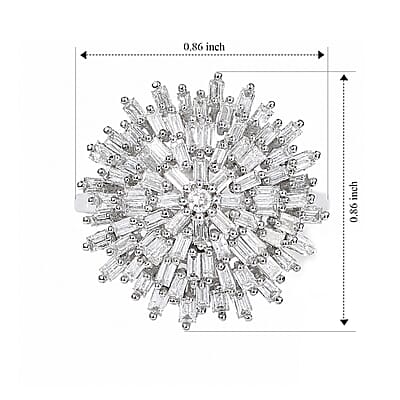 Luxuriant Lab Grown Diamond G-H SI 1.00 ctw Firecracker Ring in Rhodium Over Sterling Silver (Size 6.0)