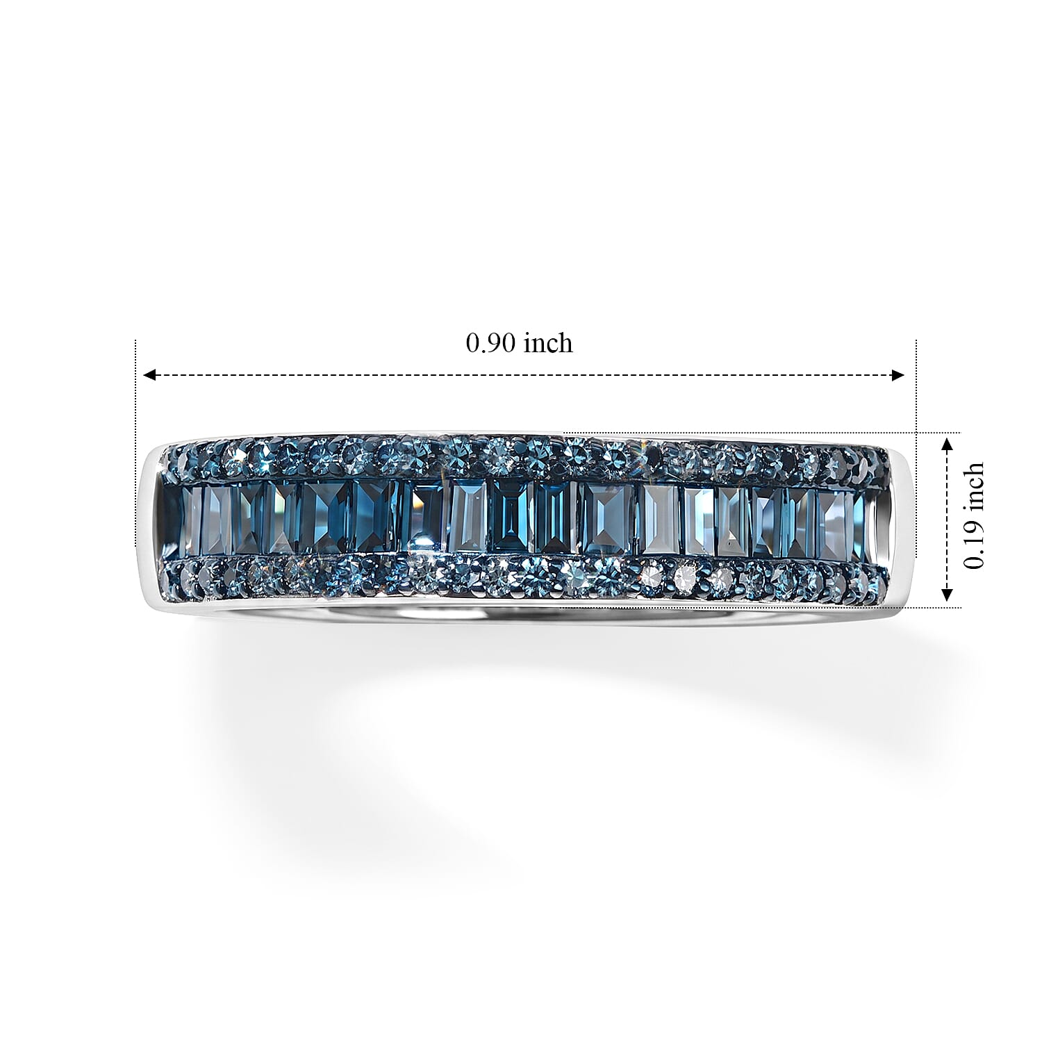 Luxuriant Lab Grown Blue Diamond (IR) (SI) Band Ring in Rhodium Over Sterling Silver (Size 10.0) 0.50 ctw