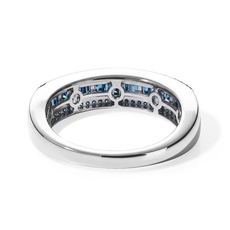 Doorbuster Luxuriant Lab Grown Blue Diamond IR SI 0.50 ctw Prism Luxe Band Ring in Rhodium Over Sterling Silver (Size 7.0)