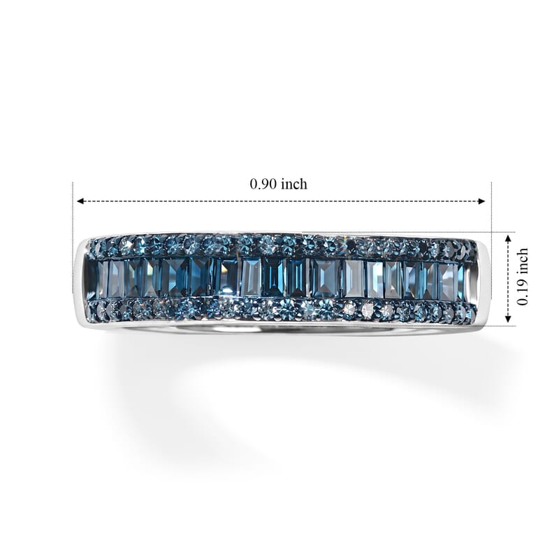 Doorbuster Luxuriant Lab Grown Blue Diamond IR SI 0.50 ctw Prism Luxe Band Ring in Rhodium Over Sterling Silver (Size 7.0)