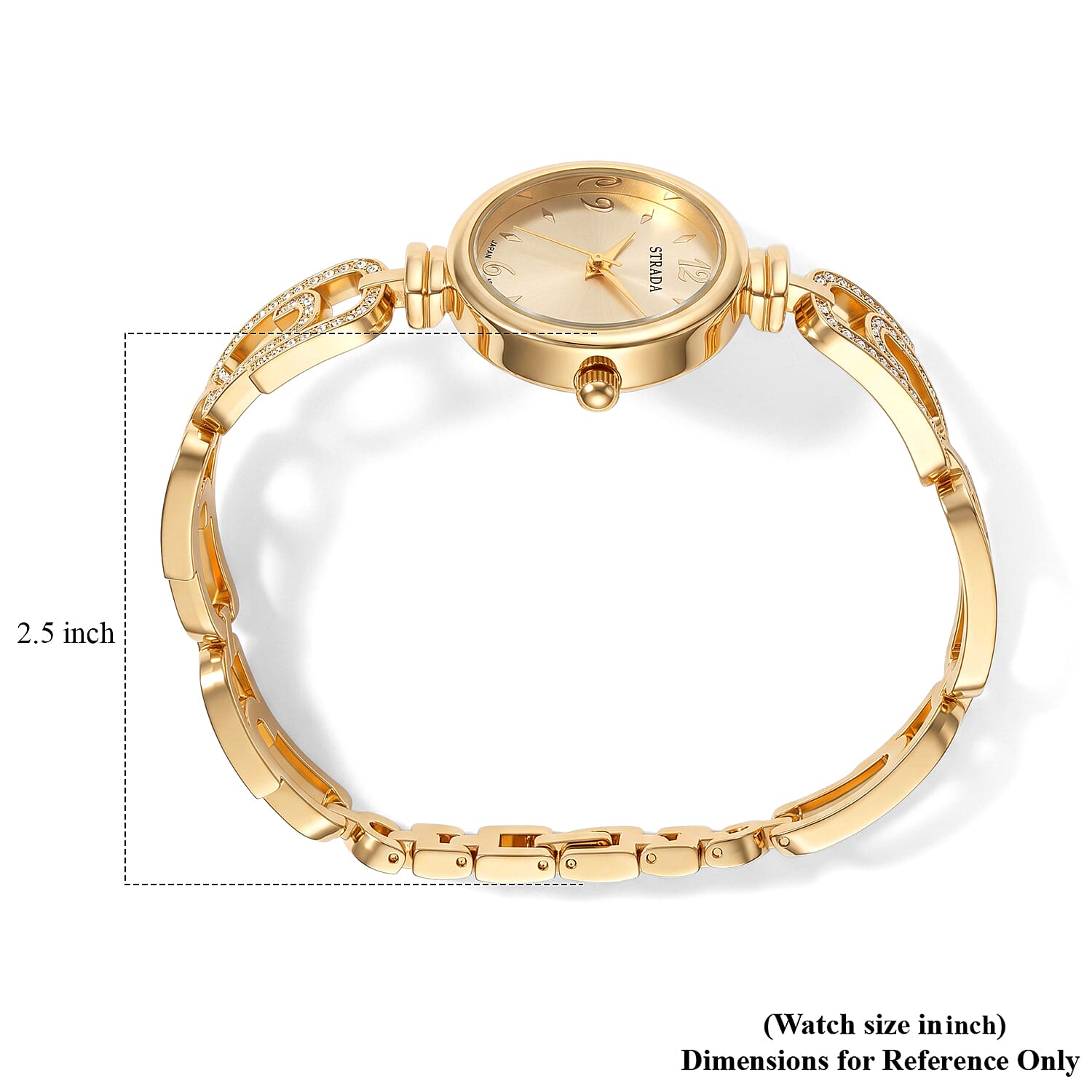 Strada Yellow Austrian Crystal Japanese Movement Paperclip Bracelet Watch in Goldtone (7.5-8.5In)