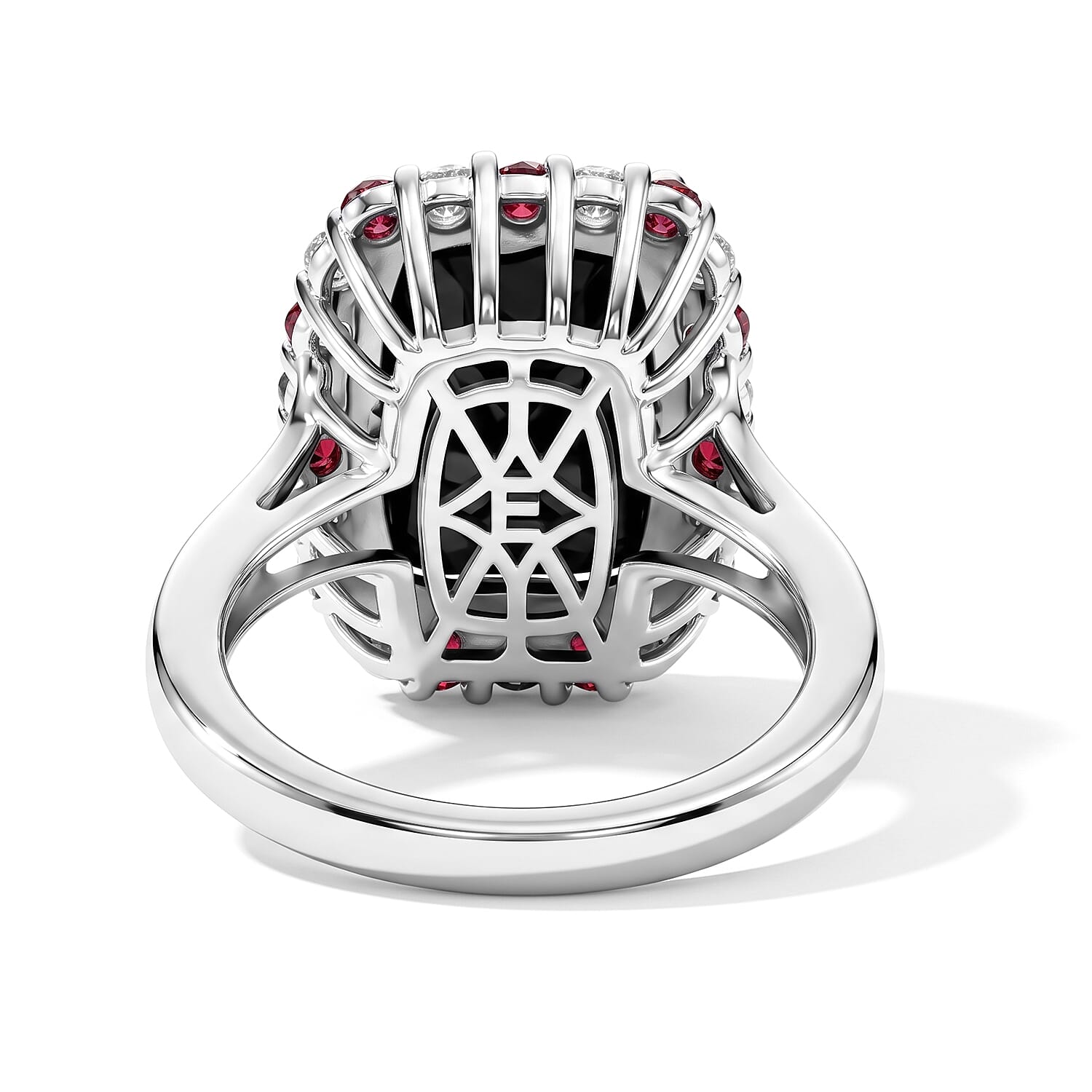 EverTrue Thai Black Spinel and Multi Gemstone 9.30 ctw Midnight Halo Ring in Platinum Bond (Size 6.0)