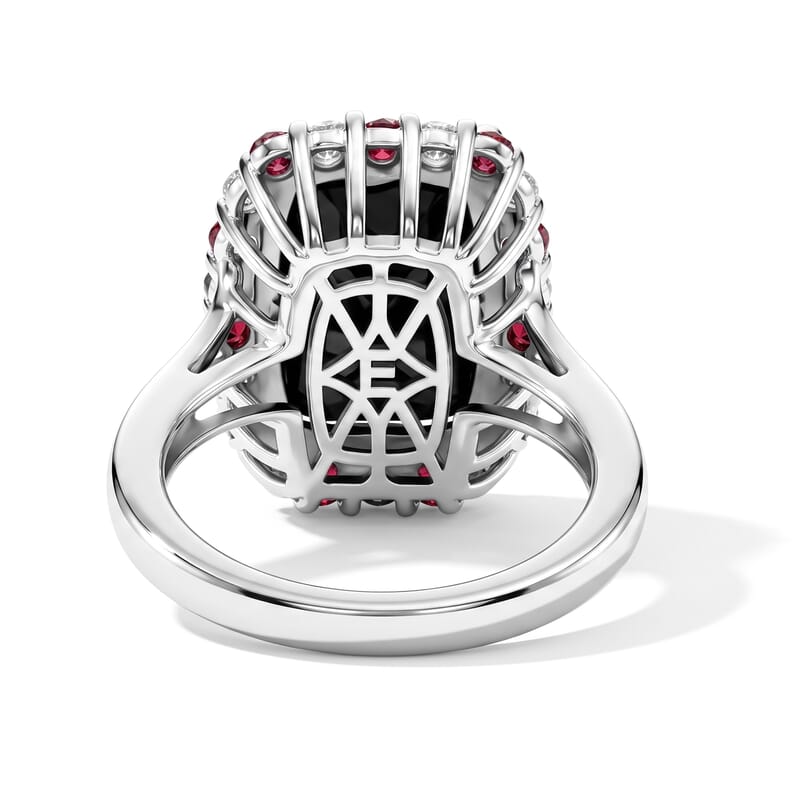 EverTrue Thai Black Spinel and Multi Gemstone 9.30 ctw Midnight Halo Ring in Platinum Bond (Size 6.0)