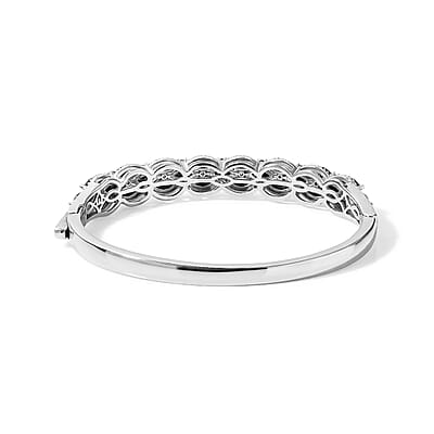 EverTrue Thai Black Spinel and White Zircon 8.50 ctw Bangle Bracelet in Platinum Bond (6.50 In)