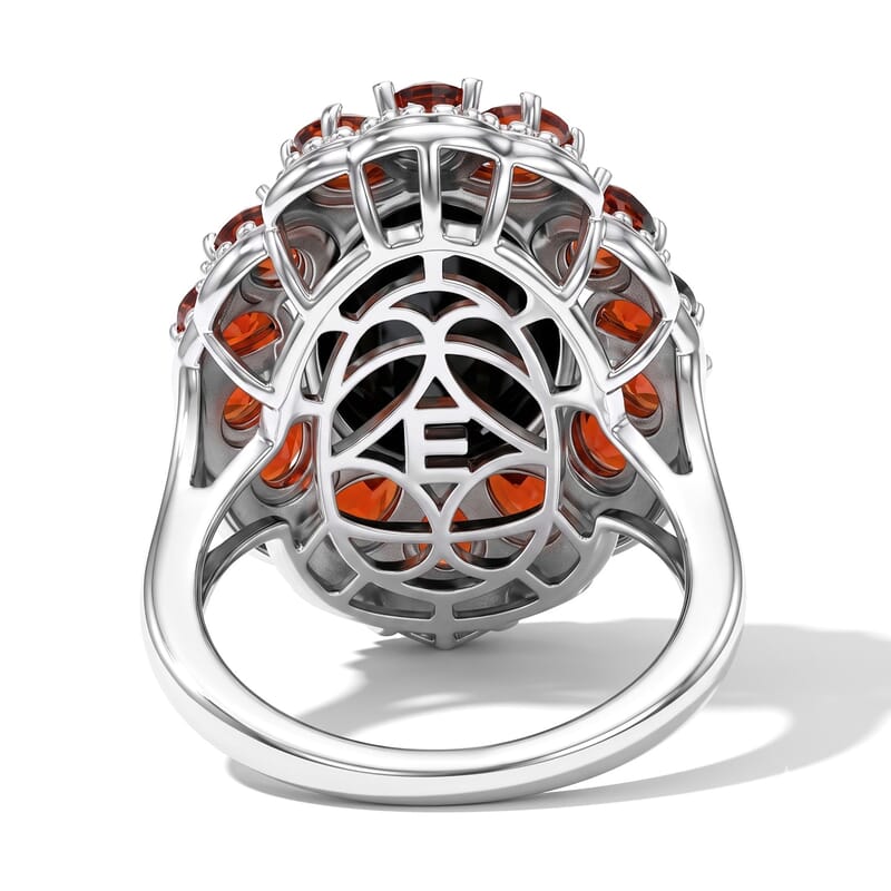 EverTrue Thai Black Spinel and Mozambique Garnet 10.35 ctw Midnight Ember Ring in Platinum Bond (Size 5.0)